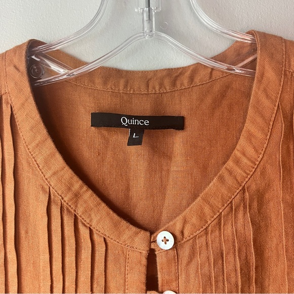 Quince Terracotta Button-Front Linen Dress - Picture 4 of 8